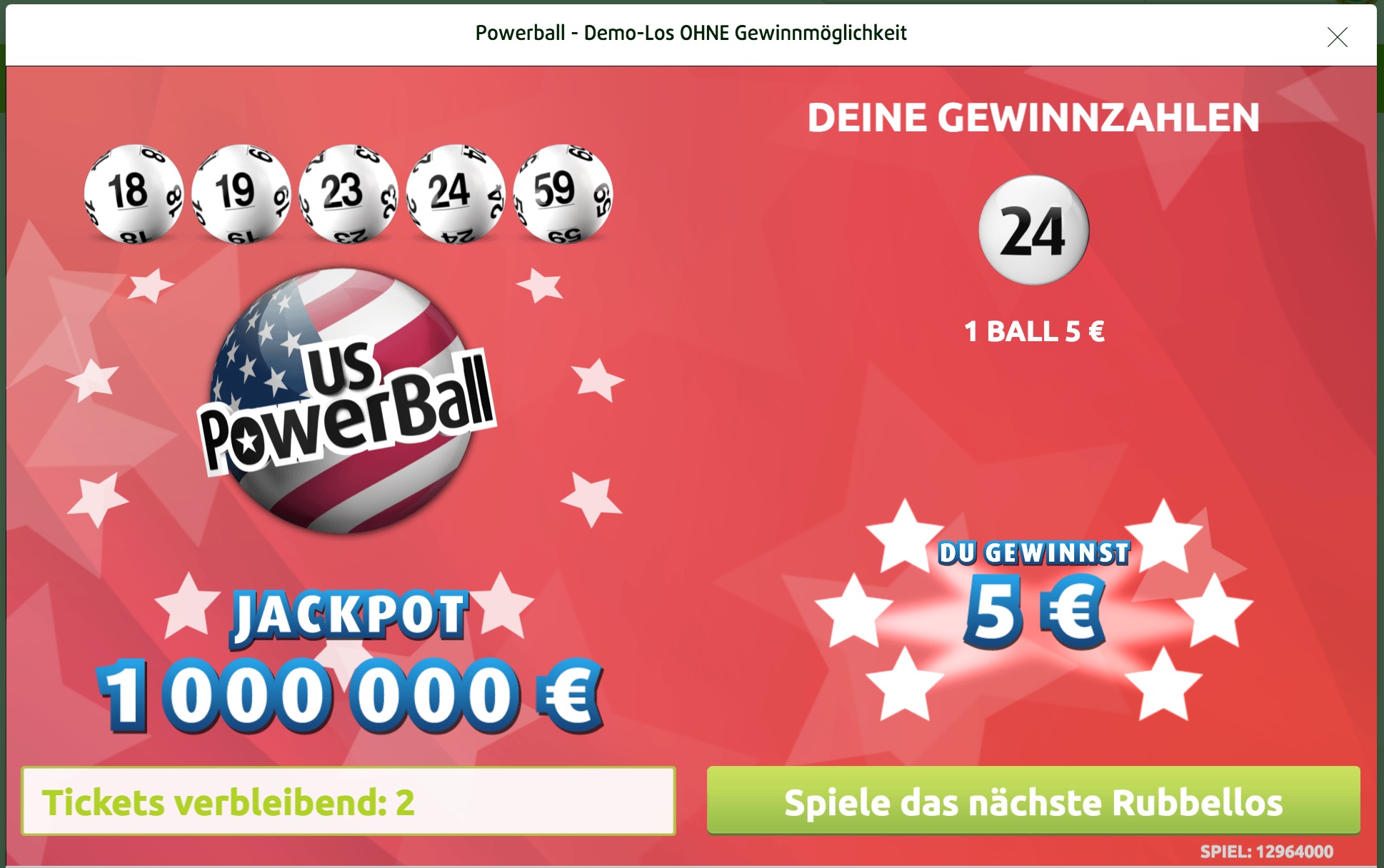 US Powerball Rubbellos Beispiellos